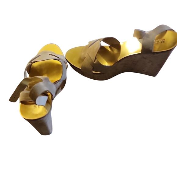 Michael Kor's Suede Wedges Women's 11 Cork Sandals Tan - Picture 4 of 10